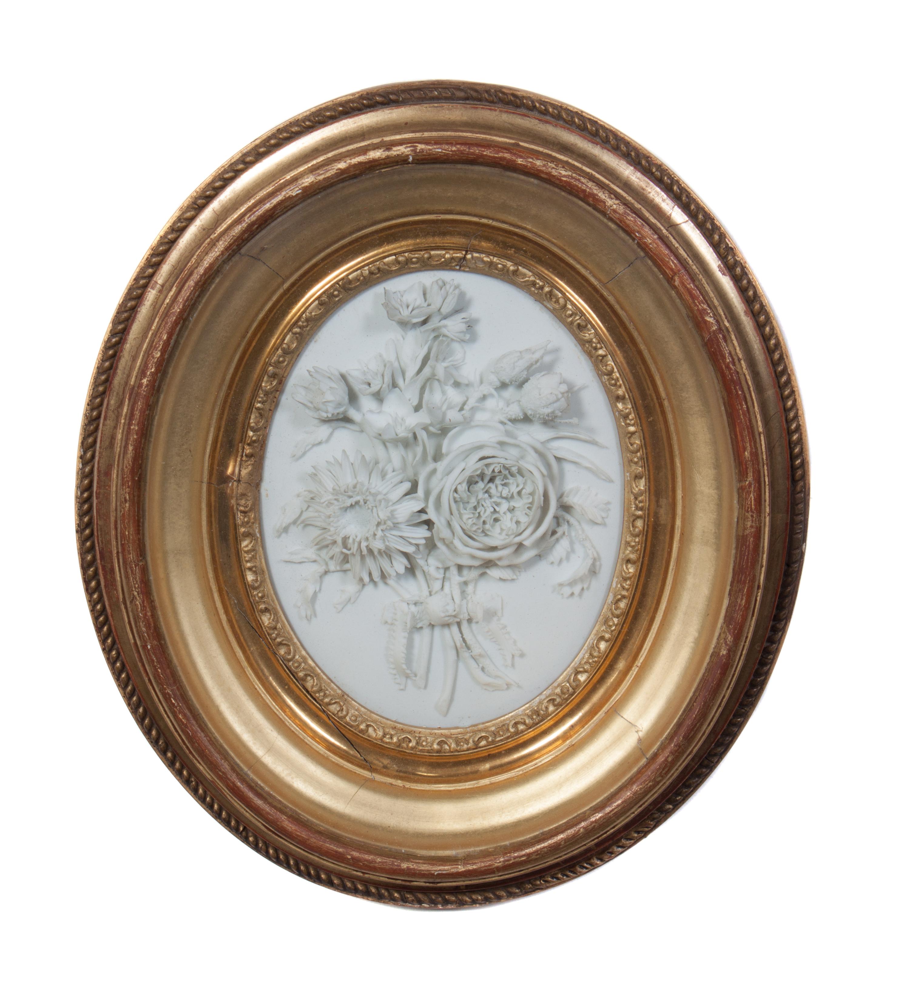 Two Sevres Bisque Porcelain Plaques Height overall 9 3/4 x width 8 3/4 inches.