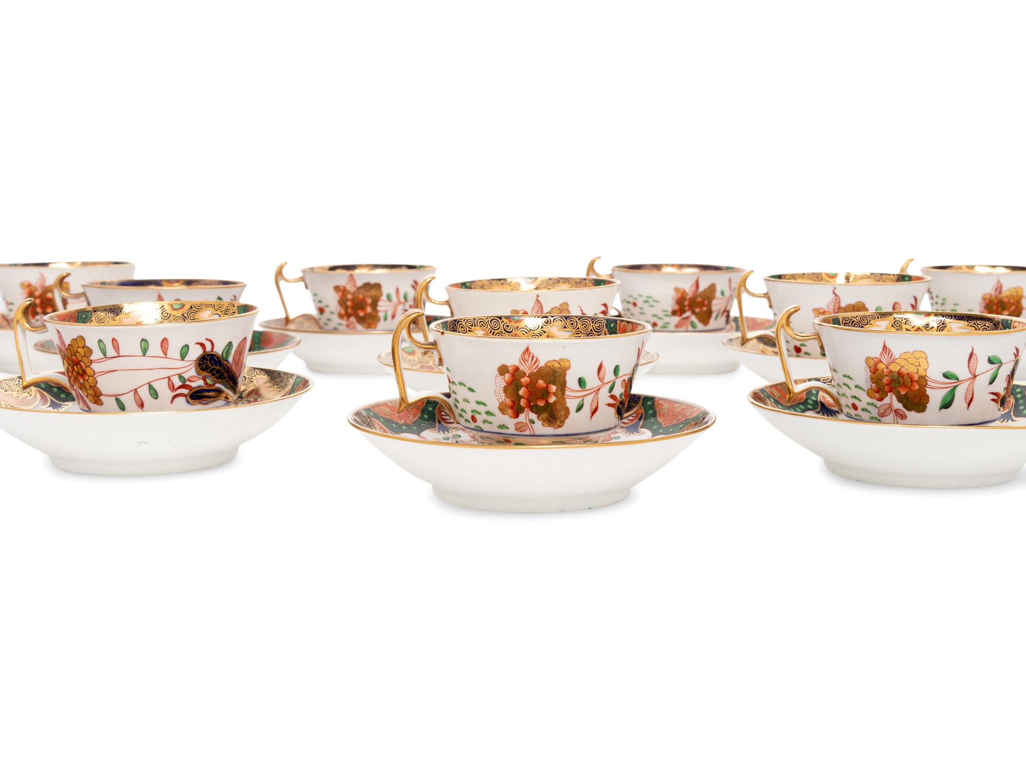 A Set of Twelve Spode Imari Style Porcelain Cups with Saucers