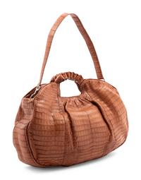 Nancy Gonzalez Tan Crocodile Hobo Bag, 1990-2000s