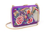 A Roberto Cavalli Purple Floral Embellished Halter Gown, Clutch: 7.5" x 4.75" x 1".