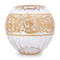 A Bohemian Gilt and Enameled Glass Centerpiece Bowl