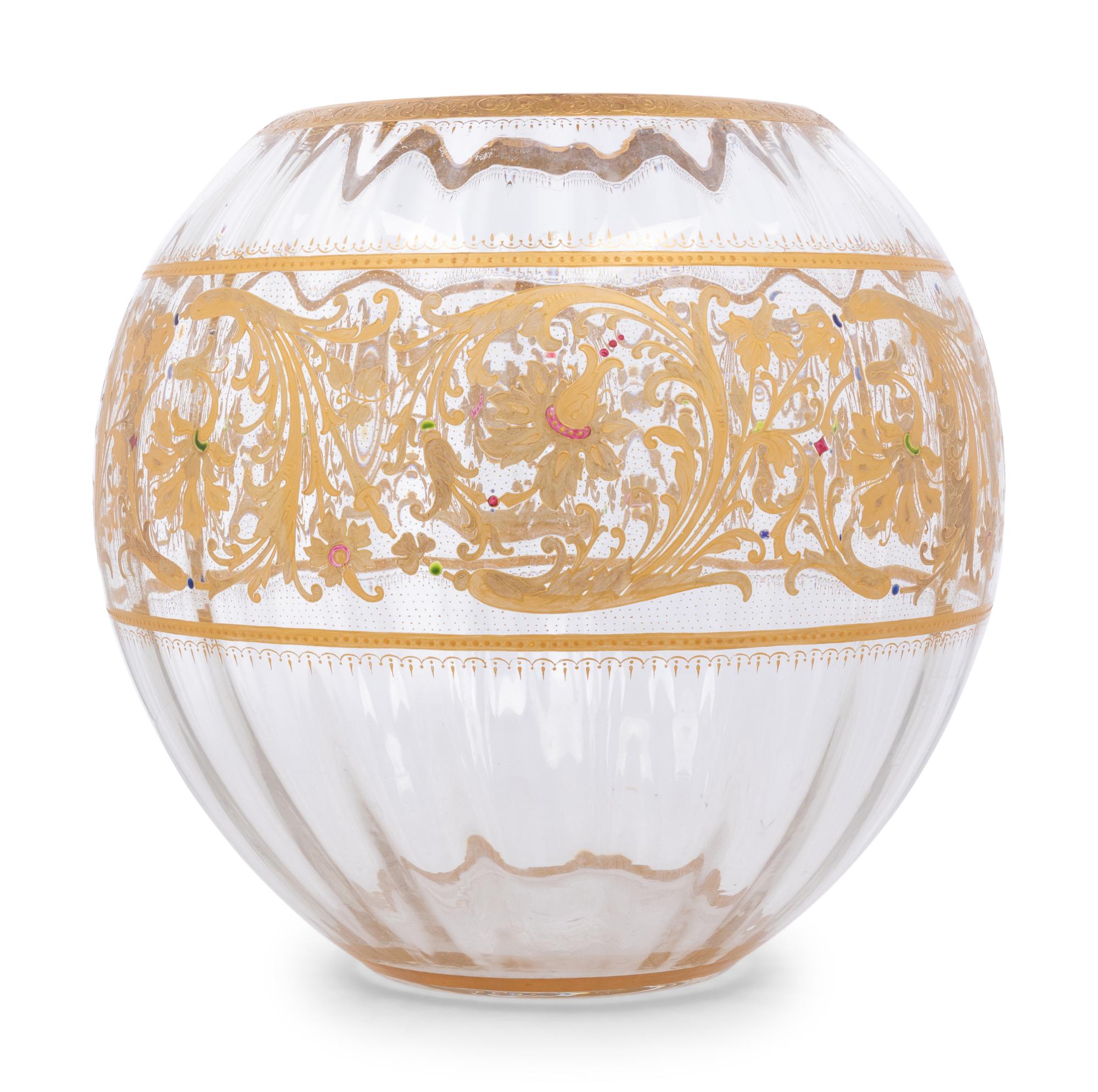 A Bohemian Gilt and Enameled Glass Centerpiece Bowl