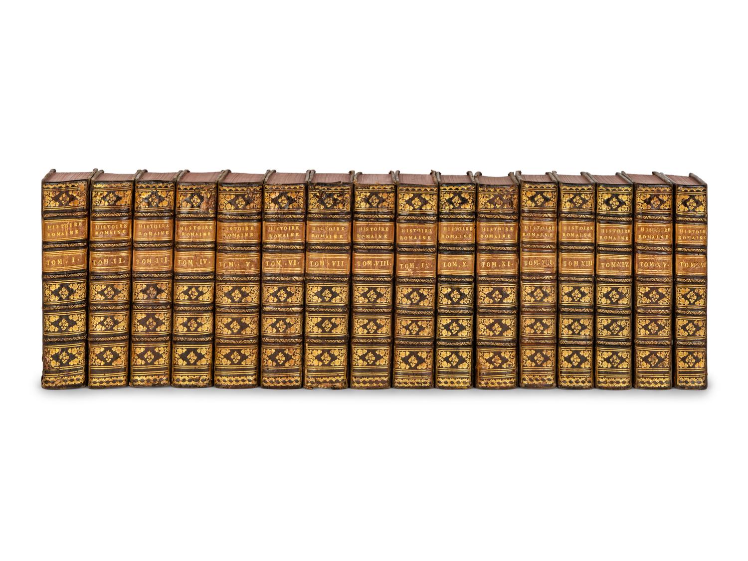 [BINDINGS]. ROLLIN, Charles (1661-1747) and J. B. L. CREVIER. Histoire Romaine Depuis la Fondation de Rome Jusqu'a la Bataille d'Actium . Paris: Veuve Estienne, 1769.