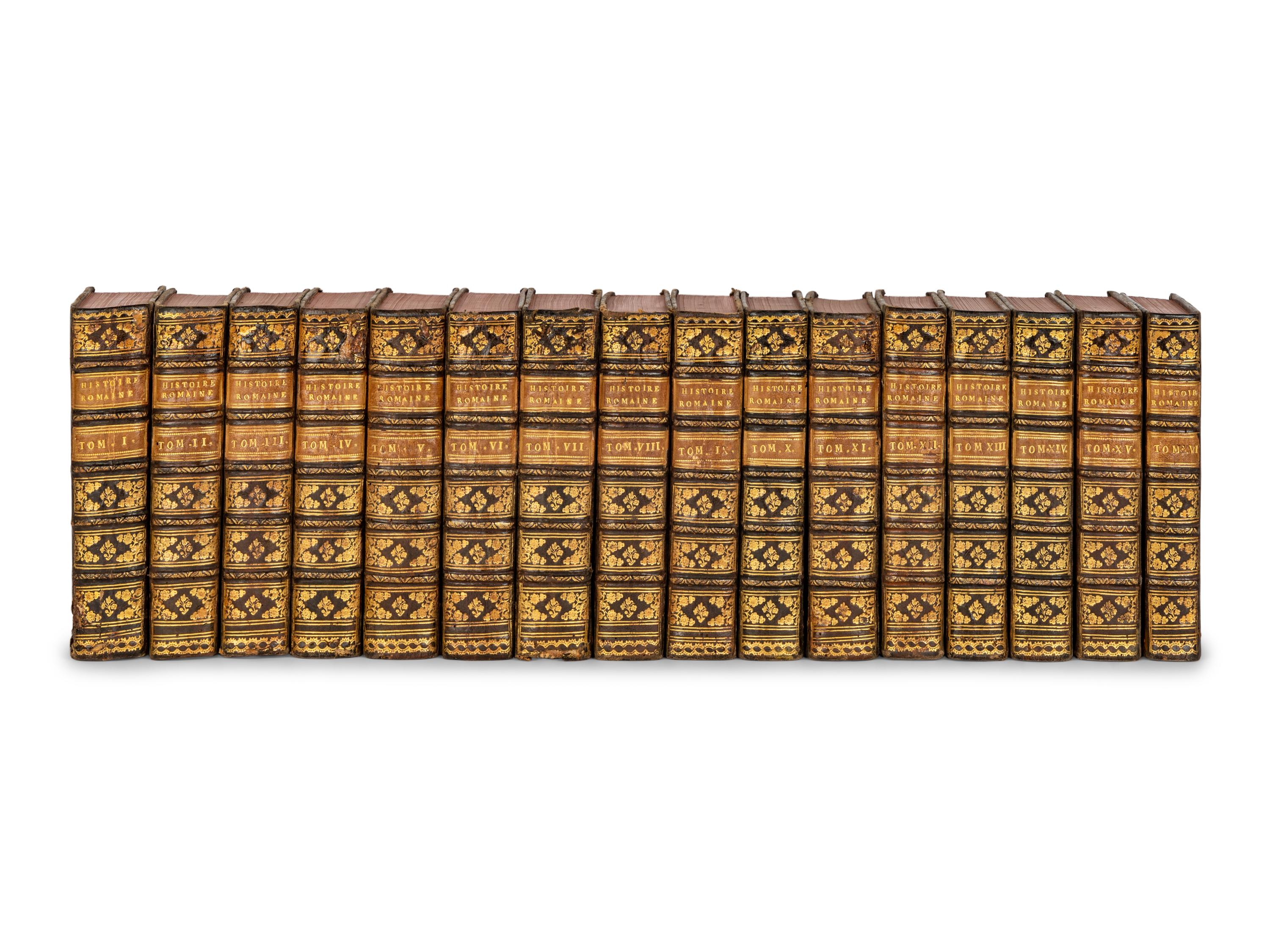 [BINDINGS]. ROLLIN, Charles (1661-1747) and J. B. L. CREVIER. Histoire Romaine Depuis la Fondation de Rome Jusqu'a la Bataille d'Actium . Paris: Veuve Estienne, 1769.
