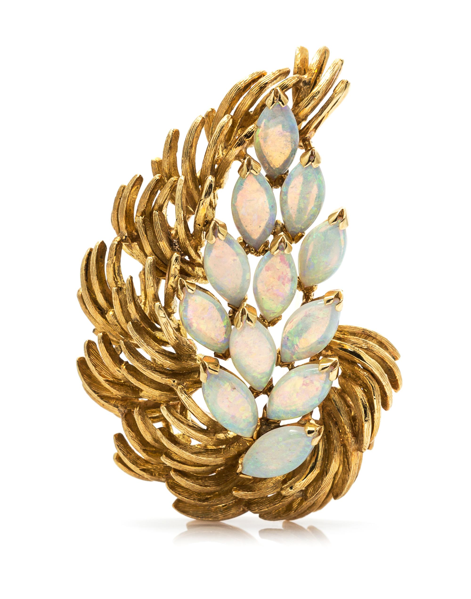 An 18 Karat Yellow Gold and Opal Brooch, H. Stern, 12.10 dwts.