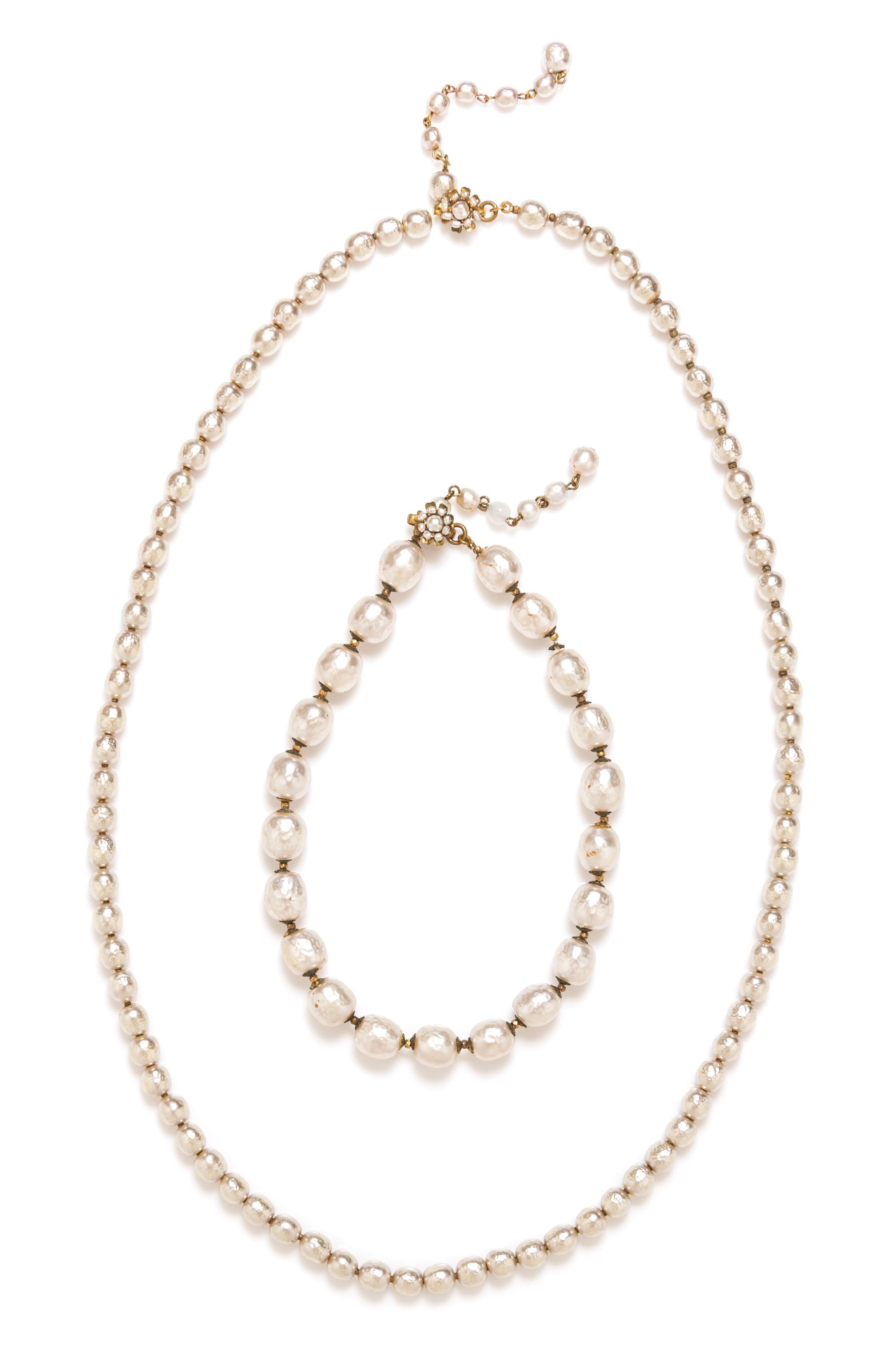 A Pair of Miriam Haskell Pearl Necklaces,