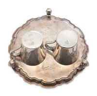 A Tiffany and Co. Silver Waiter and Pair of Coffee Cups
