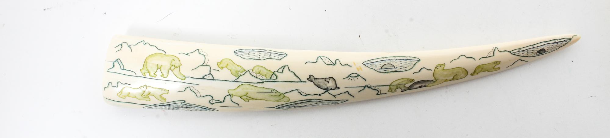 A Walrus Tusk Length 14 1/4 inches overall. — 20TH CENTURY