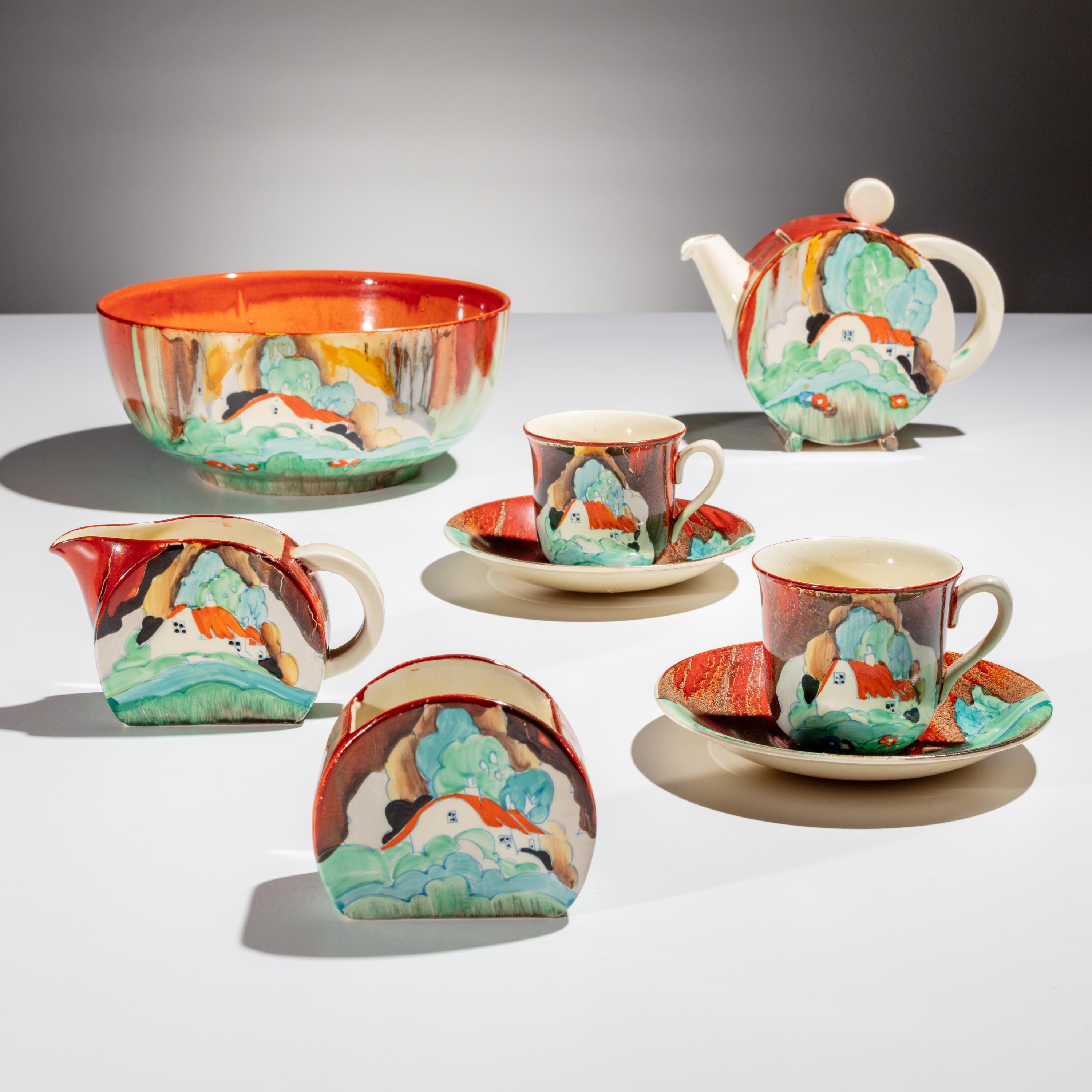 Clarice Cliff (English, 1899–1972) — Newlyn pattern, 6 pieces