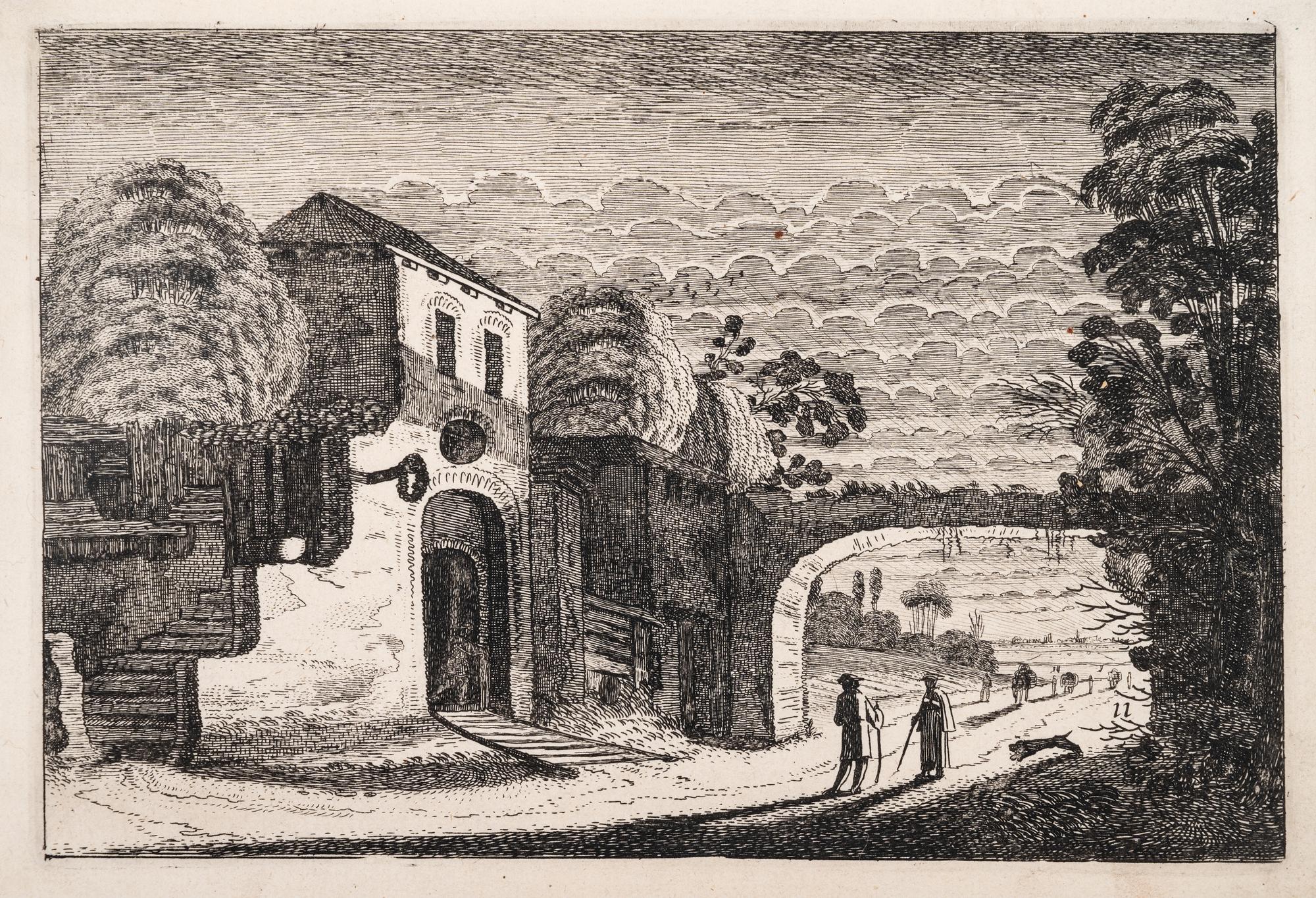 A group of five prints ( The Brewery by a Frozen Canal; The Repast Under the Tent; The Village Gateway; Untitled (Archway Over the Road); Untitled (View of a Walled Town) )