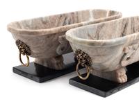 A Pair of Grand Tour Style Marble Sarcophogi