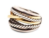 A Sterling Silver and 14 Karat Yellow Gold ‘Crossover’ Ring, David Yurman,
