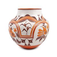 Four Color Polychrome Pottery Jar, with Parrots and Corn Stalks