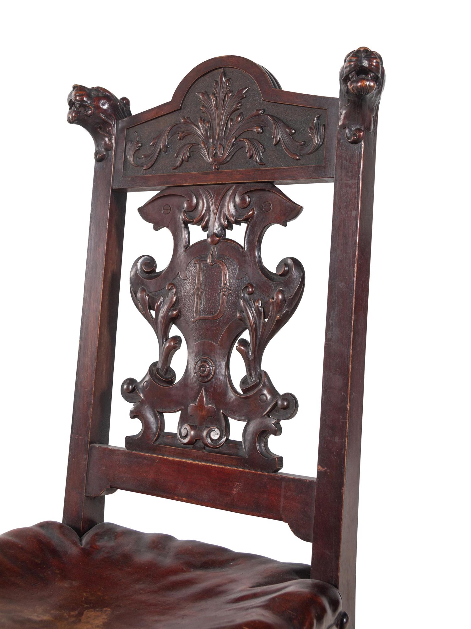 A Continental Renaissance Revival Carved Walnut Side Chair