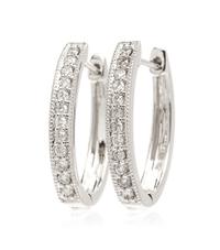 A Pair Of 14 Karat White Gold and Diamond Hoop Earrings, 2.50 dwts.