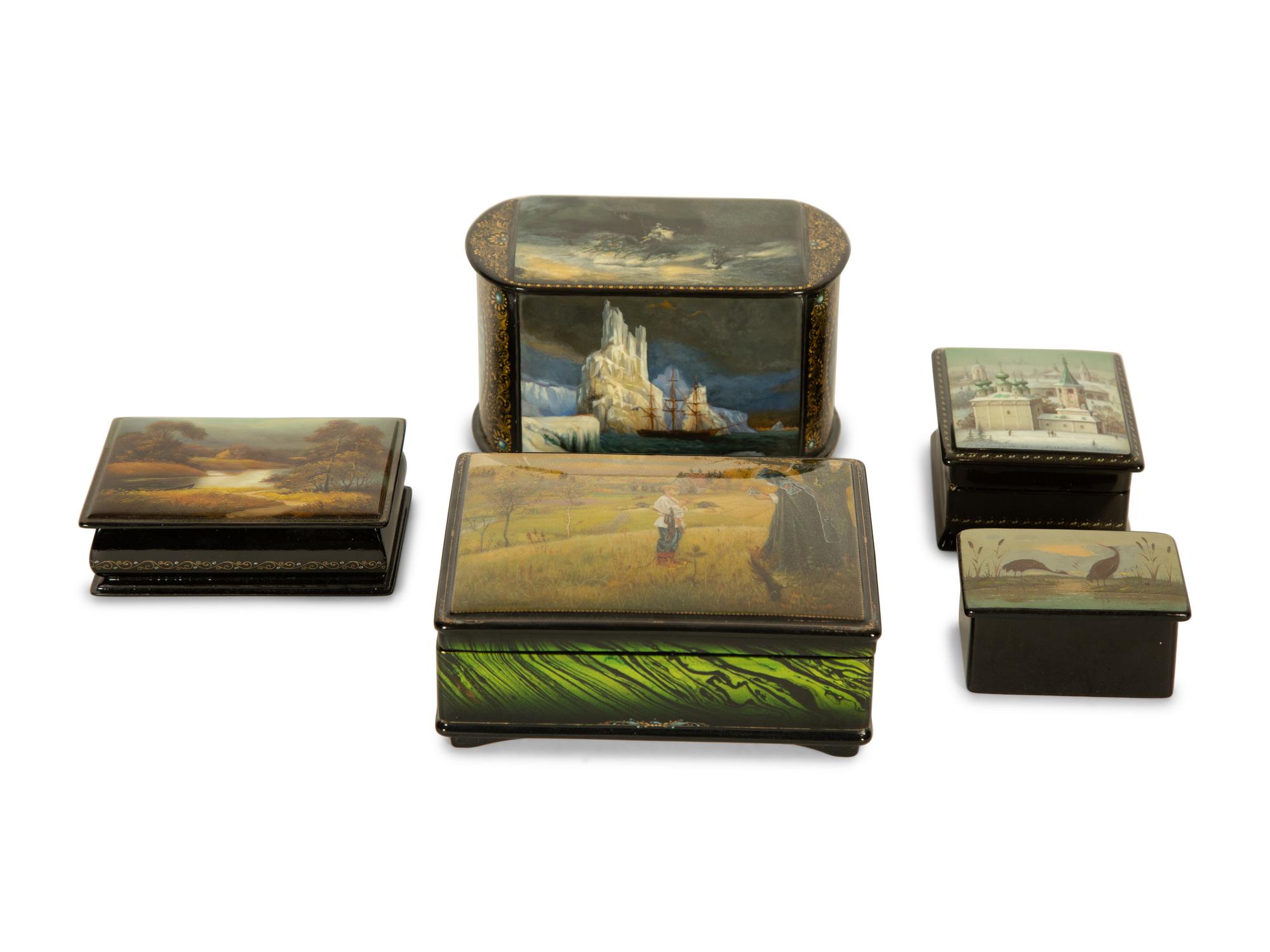 Five Russian Lacquer Boxes