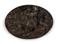 A Continental Metal Figural Plaque