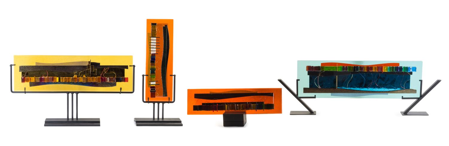 Kelemen Kuatro (K4 Glassart), (Venezuelan/American, 20th Century), Untitled (four plaques)