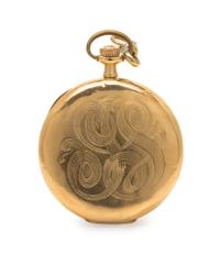 A 14 Karat Yellow Gold Open Face Pocket Watch, Elgin, Circa 1918