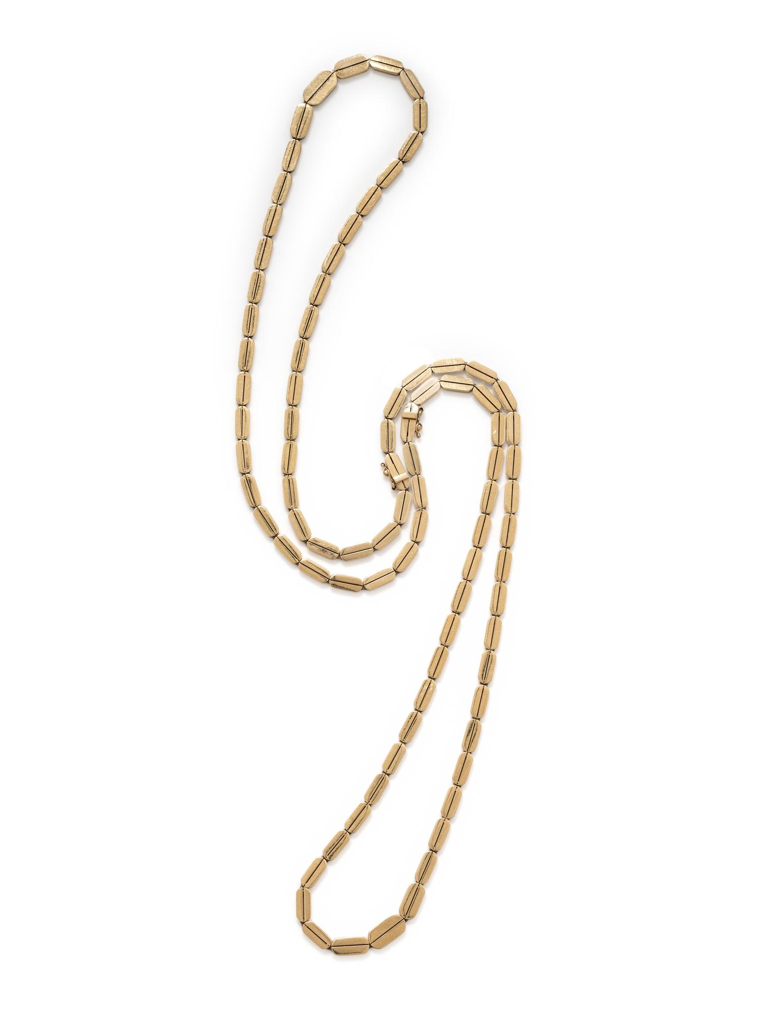 PAIR OF YELLOW GOLD NECKLACES