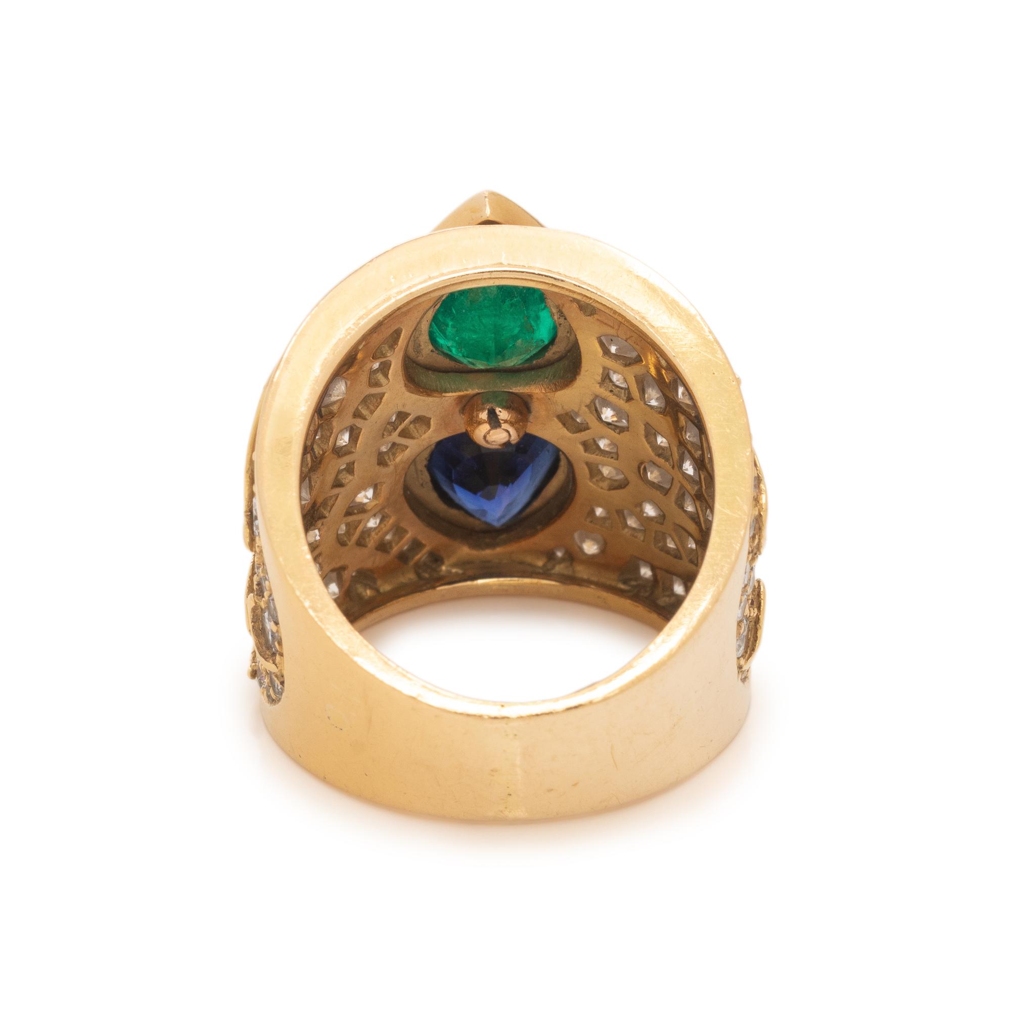 MARINA B., EMERALD, SAPPHIRE AND DIAMOND RING