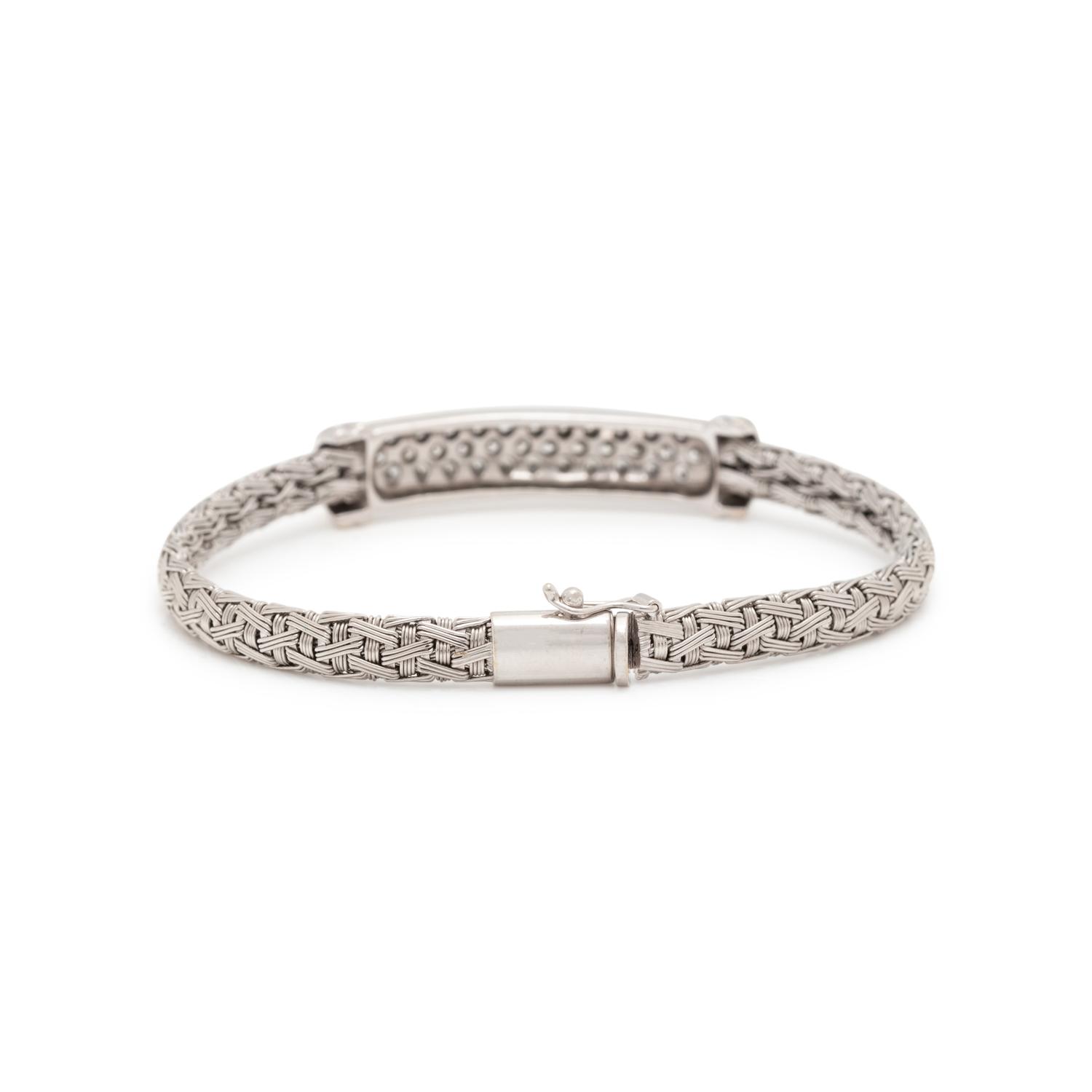 ROBERTO COIN, WHITE GOLD AND DIAMOND 'WOVEN SILK' BRACELET