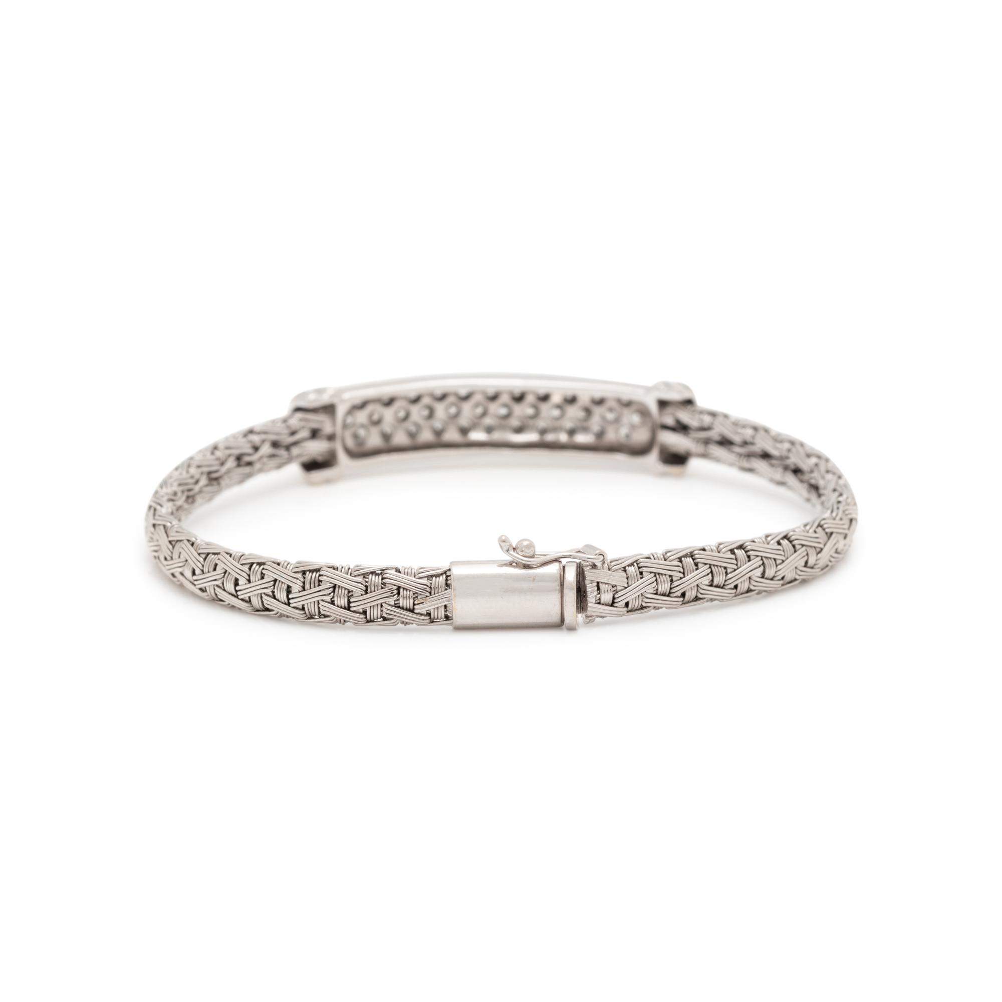 ROBERTO COIN, WHITE GOLD AND DIAMOND 'WOVEN SILK' BRACELET