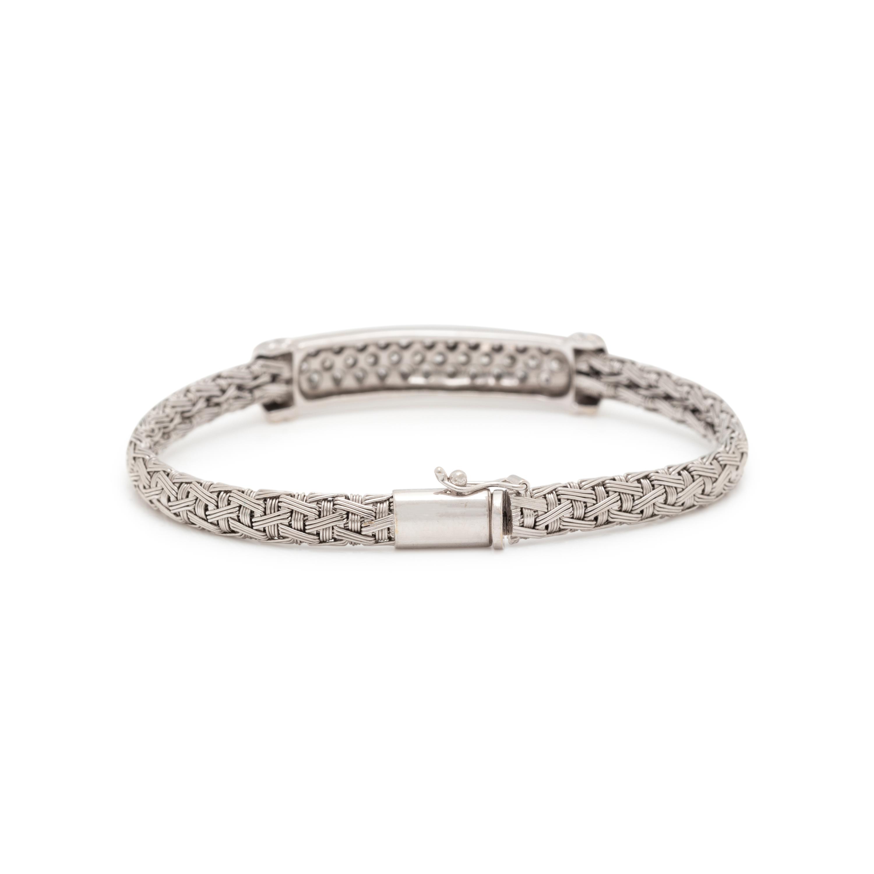 ROBERTO COIN, WHITE GOLD AND DIAMOND 'WOVEN SILK' BRACELET
