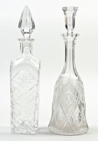 Two Cut Glass Decanters Height of first 13 3/4 inches.