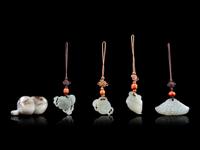 Five Chinese Celadon Jade Pendants