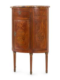 A Louis XVI Style Marquetry Marble-Top Cabinet