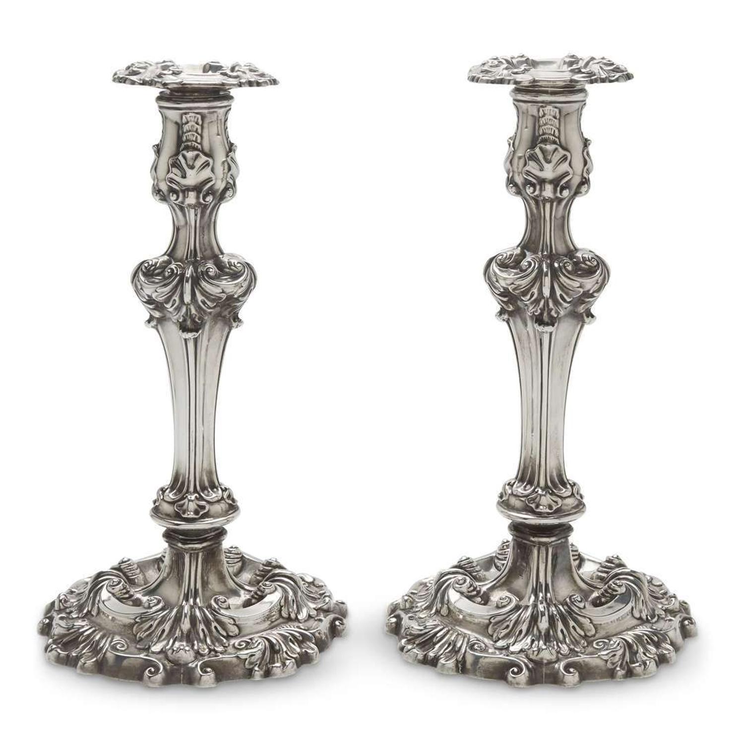 Pair of sterling silver candlesticks Bailey, Banks & Biddle, Philadelphia, PA, early 20th century