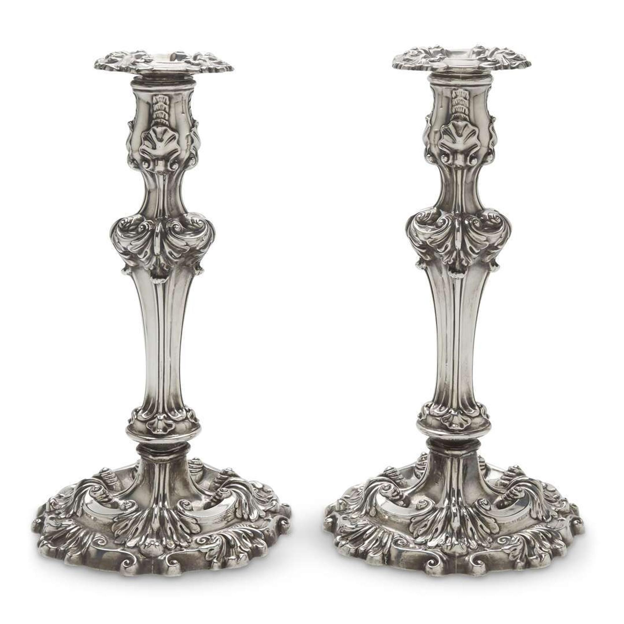 Pair of sterling silver candlesticks Bailey, Banks & Biddle, Philadelphia, PA, early 20th century