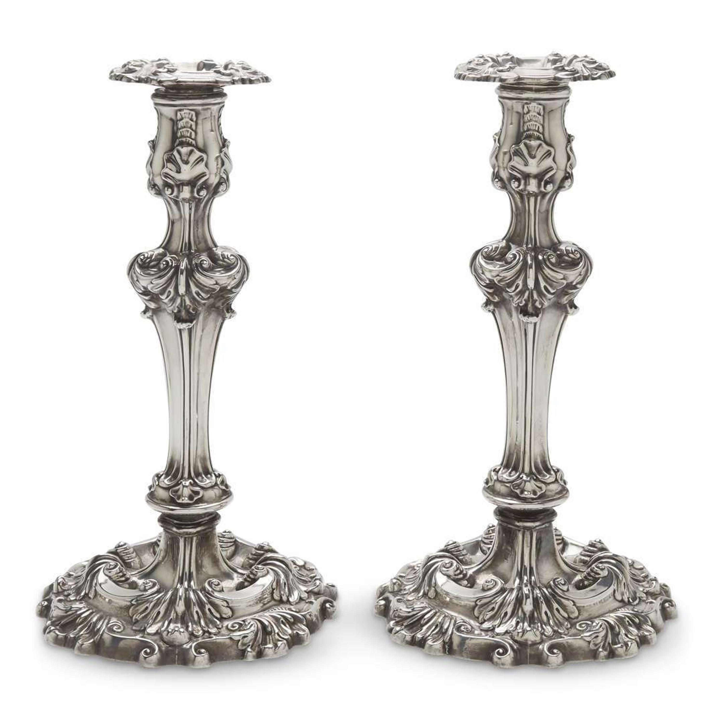 Pair of sterling silver candlesticks Bailey, Banks & Biddle, Philadelphia, PA, early 20th century