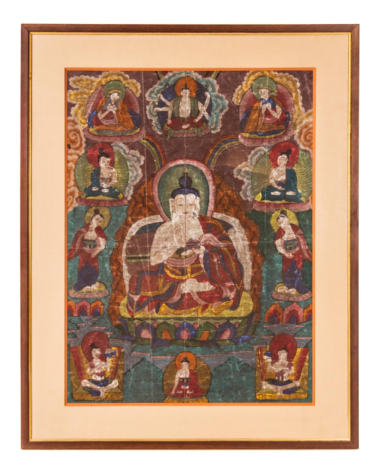 A Tibetan Thangka 37 1/2 x 20 1/4 inches.