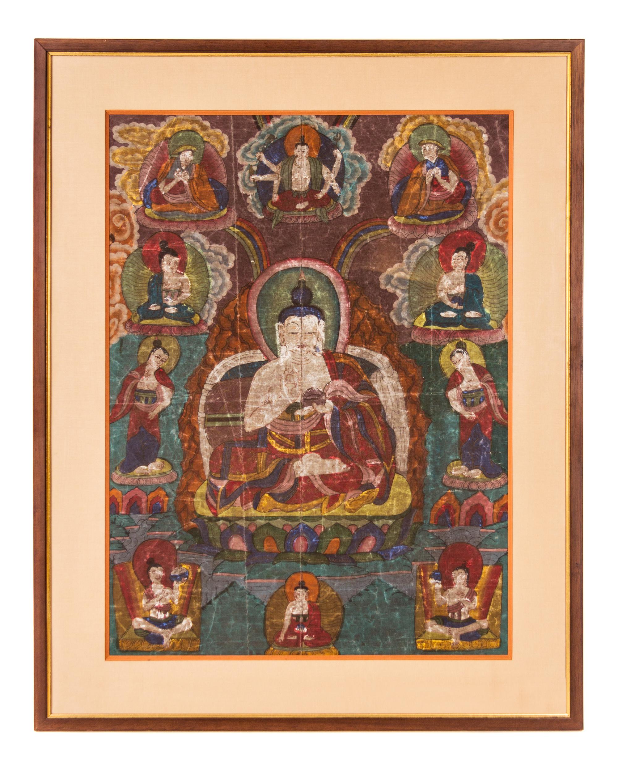 A Tibetan Thangka 37 1/2 x 20 1/4 inches.