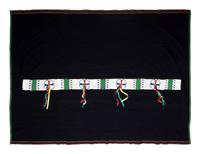 Sioux Beaded Hide Blanket Strip on Wool Blanket