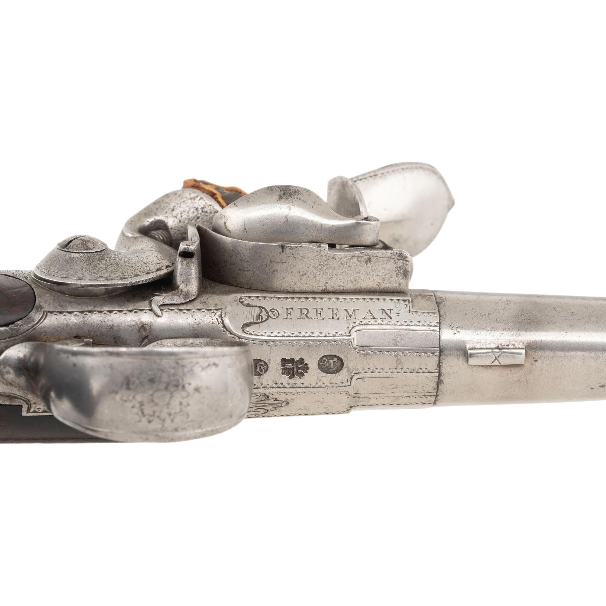 Pair of Queen Anne Flintlock Pistols by Freeman in Reconfigured Modern Case