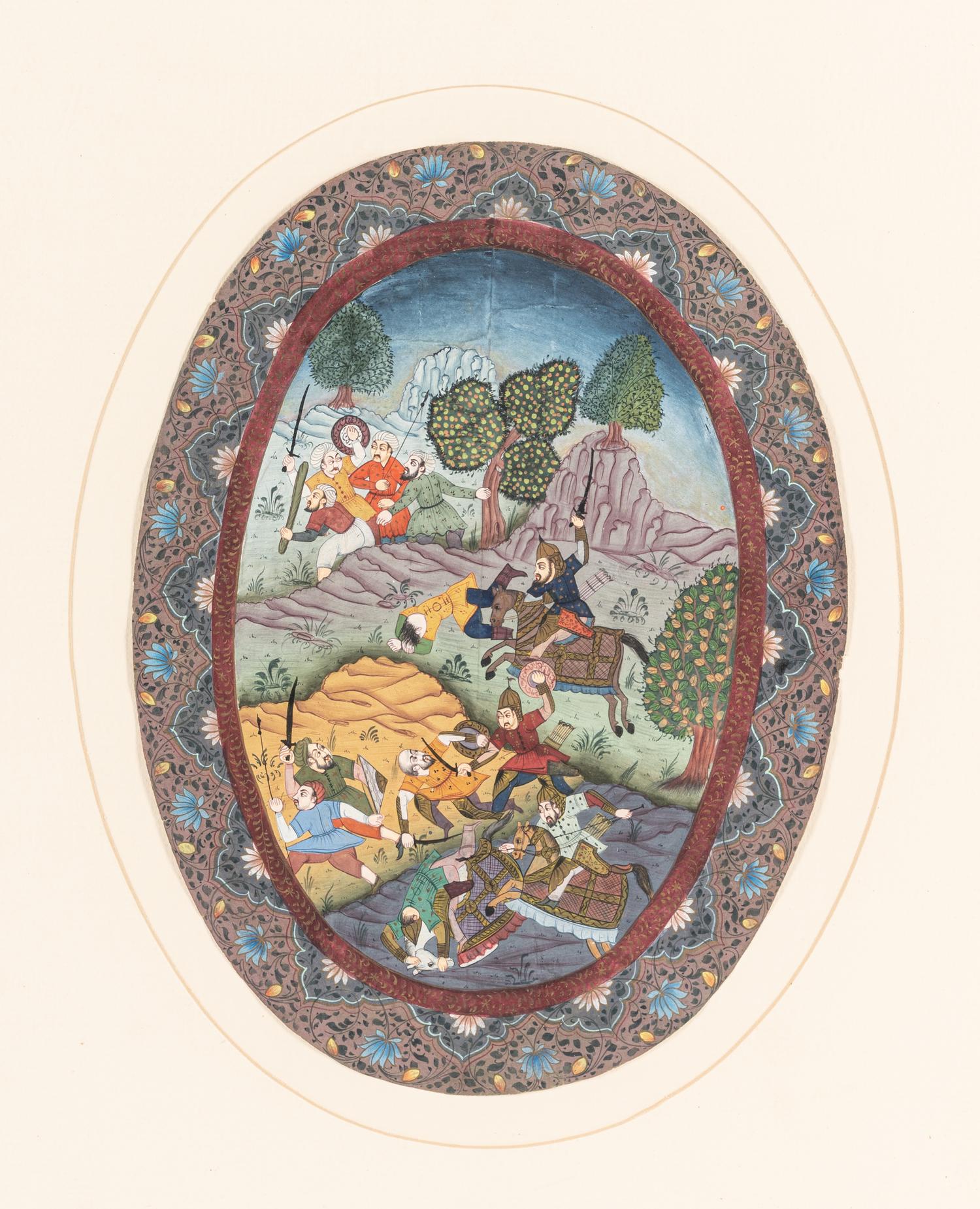 Nine Persian School Miniature Paintings