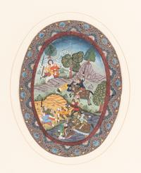 Nine Persian School Miniature Paintings