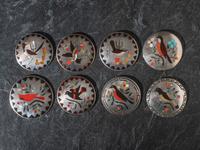 Group of Mosaic Inlay Bird Pins