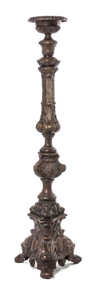 A Continental Bronzed Pricket Stick, Height 35 1/2 inches.