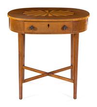 A George III Style Mahogany, Satinwood and Marquetry Work Table