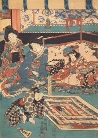Kunisada (Toyokuni III, Japanese 1786-1864) Four Unframed Woodblock Triptychs