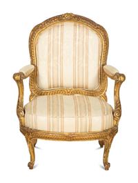 A Louis XV Style Giltwood Fauteuil