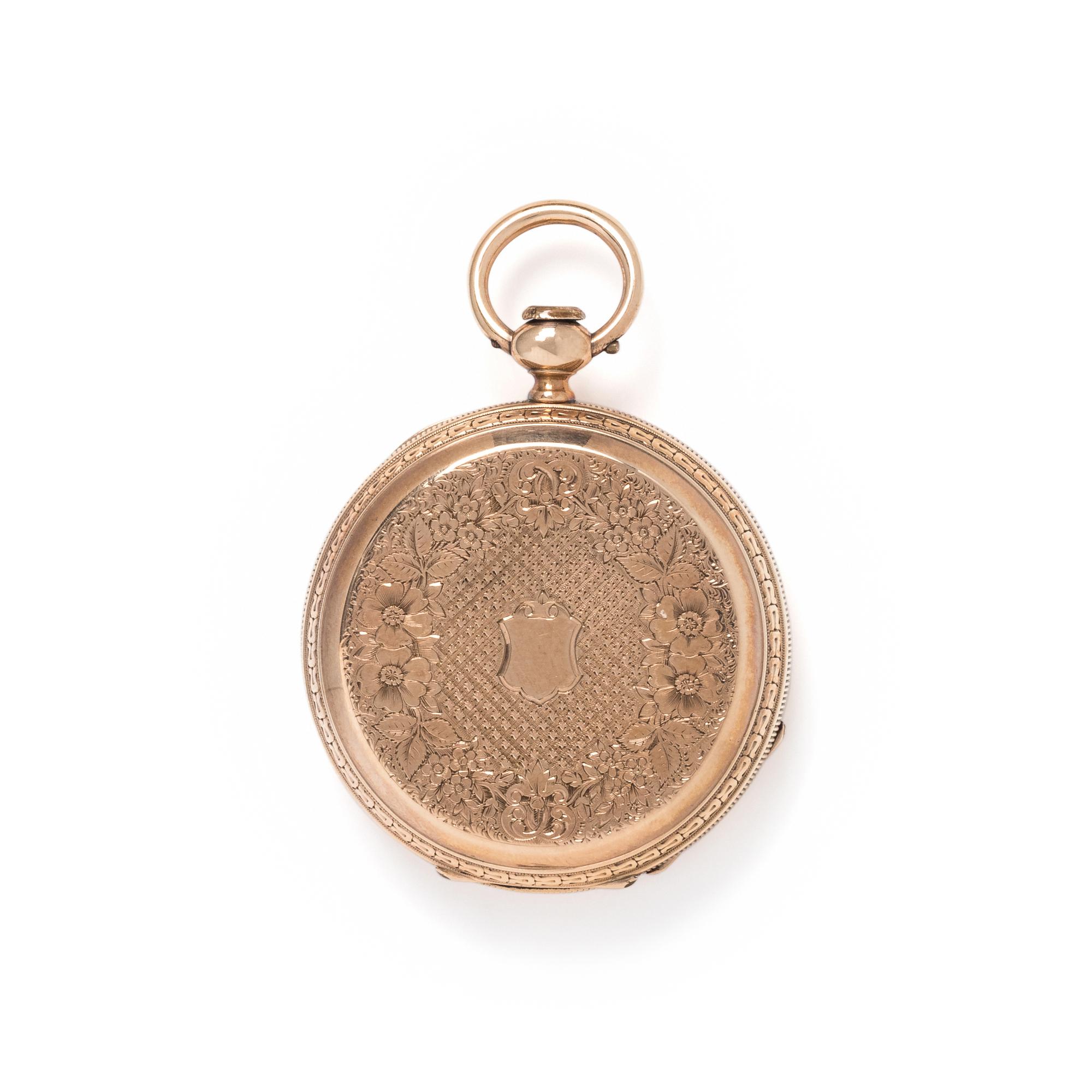 14K YELLOW GOLD HUNTER CASE POCKET WATCH