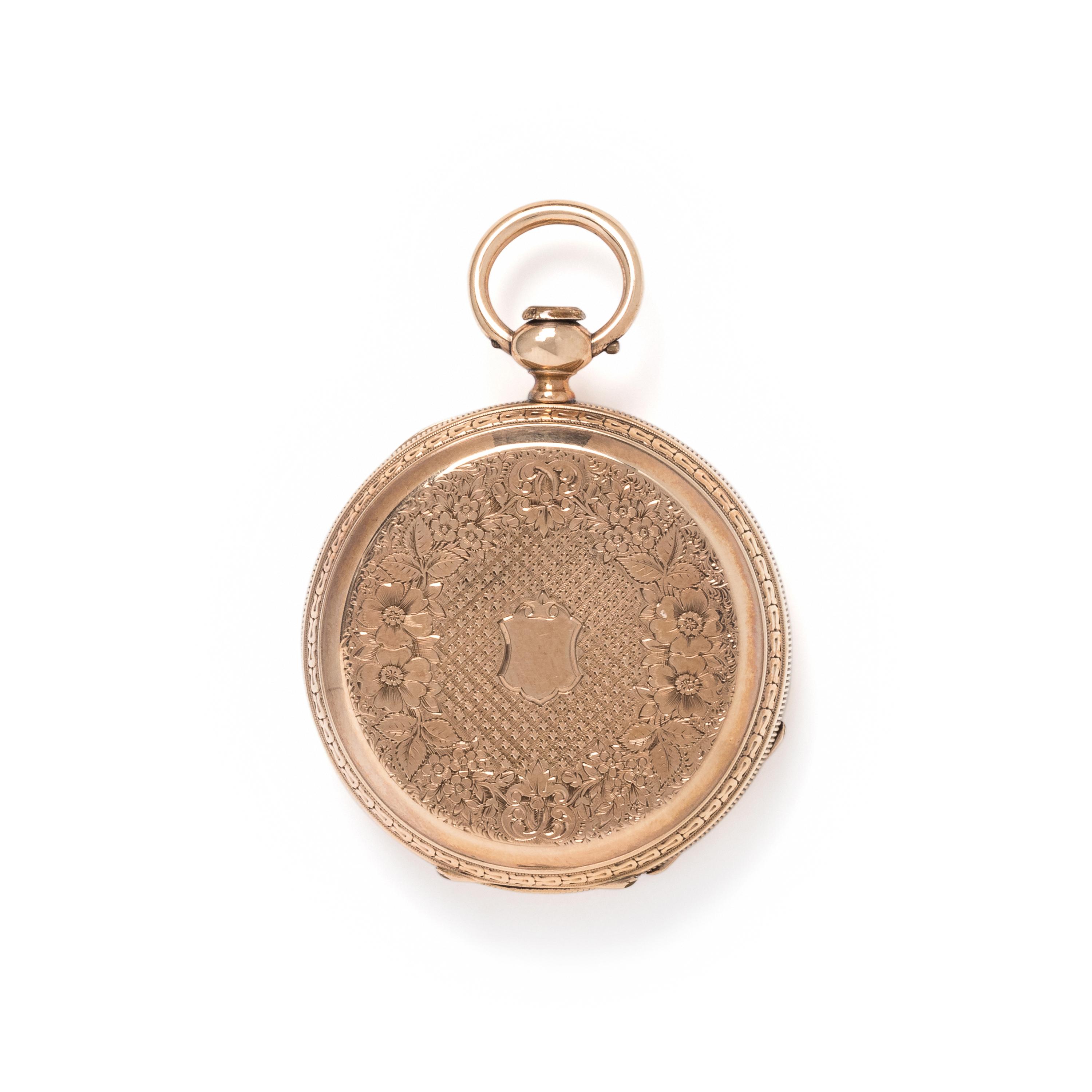14K YELLOW GOLD HUNTER CASE POCKET WATCH