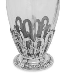 A Pair of Christofle Silver-Plate Mounted Cut Glass Claret Jugs