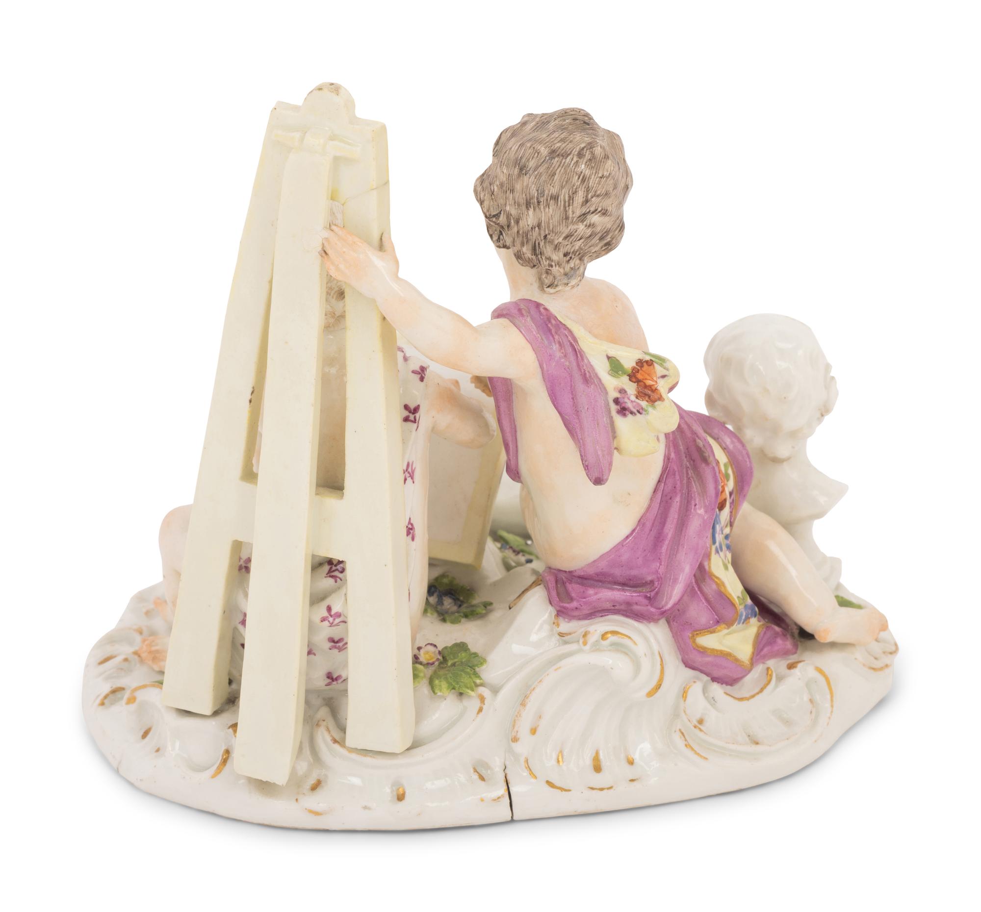 A Meissen Porcelain Figural Group Depicting Allegories of Painting and Sculpture