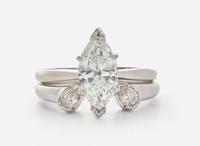 A 14K White Gold and Diamond Ring and Ring Guard, 1.18 Carat Marquise-Cut Diamond, GIA Certified